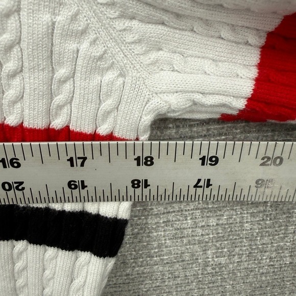 Thom Browne Cable Knit Cardigan Women White Hector Dog Stripe Preppy Luxury - Picture 5 of 12